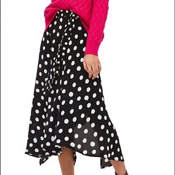 NWT Topshop Polka Dot Midi Skirt
